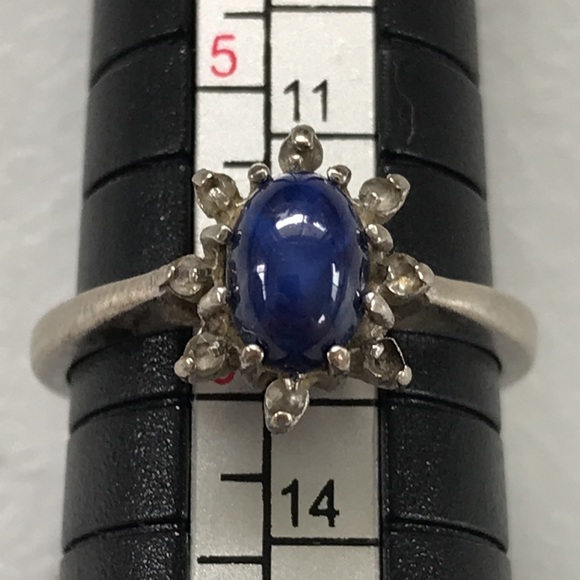 10k White Gold Star Burst Sapphire Ring PSCO - Picture 3 of 10